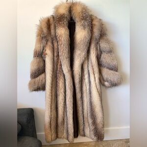 Flawless Real genuine crystal fox fur coat